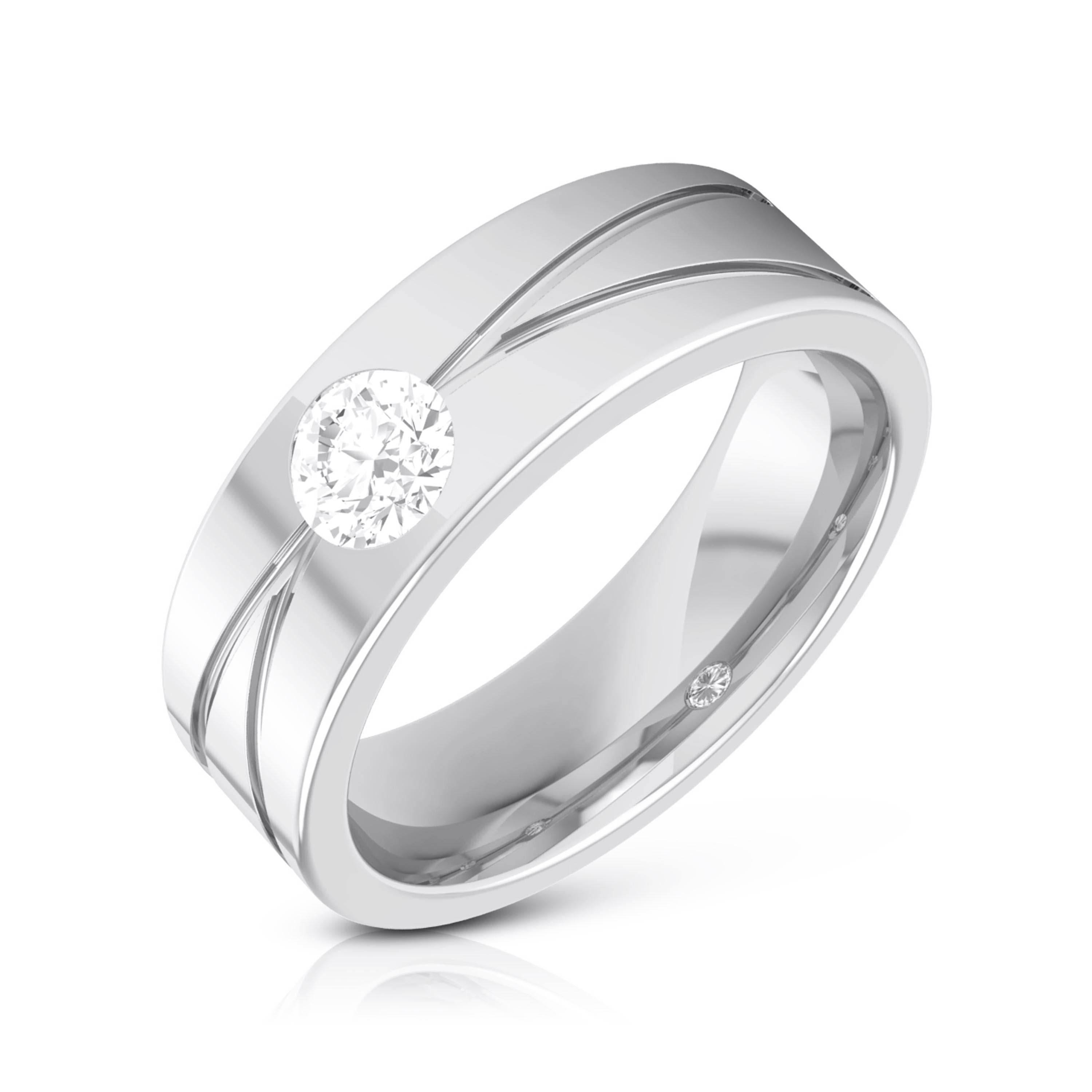 Mens Diamond White Gold Wedding Band with a Striped Design in Satin –  Prospect Jewelers